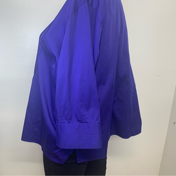 Catherines Blouse Top Woman 3X Button Up Purple Pin Tuck 3/4 Sleeve Cotton Blend - Picture 5 of 9